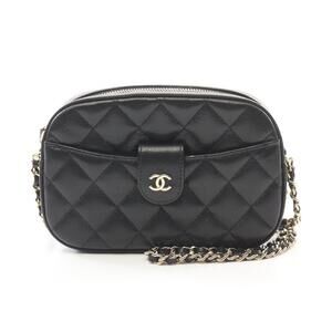Chanel Matelasse Camera Bag Shoulder Caviar Leather Grained Calfskin Black